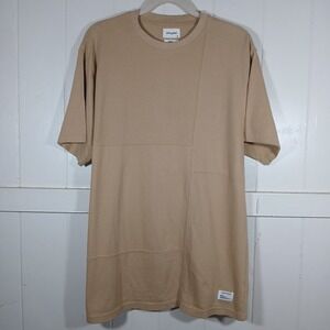 Public Supply NYC Shirt Relaxed Crew Neck Men's Large Oversized Heavy Beige SS